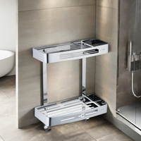 Étagères de salle de bain d'angle modernes avec armoire de rangement et tiroirs, finition en acier inoxydable, montage mural pour le rangement de la chambre à coucher