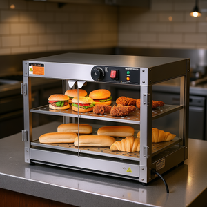 Vevor Armoire chauffante commerciale à 2 niveaux 60-80°C, équipement de présentation alimentaire à chauffage électrique - Product Image 2