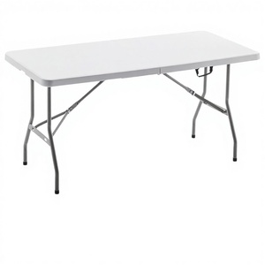 Mesa Plegable <span class=keywords><strong>de</strong></span> Plástico Resistente, Plegable por la Mitad, 6 Pies (72"x29.5"), Portátil, con Asa, Marco Metálico, <span class=keywords><strong>para</strong></span> Interiores y Exteriores, <span class=keywords><strong>Picnic</strong></span>, Camping - Product Image 1