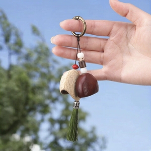 Wholesale Handcrafted Plant Fruit Shell Key Ring Pendant <b>Wind</b> <b>Chime</b> Retro Copper Loop Bodhi Bead Hanging Decor - Product Image 2