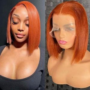 วิกผมบ็อบตรงลายกระดูกขิง<span class=keywords><strong>สี</strong></span><span class=keywords><strong>ส้ม</strong></span>สดใสทำจากผมมนุษย์ชาวเปรูติดลูกไม้ด้านหน้าแบบ HD สำหรับผู้หญิงผิว<span class=keywords><strong>ดำ</strong></span>ราคาไม่แพงดูเป็นธรรมชาติ - Product Image 3