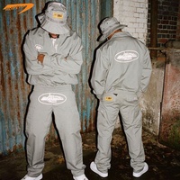 Survêtements cargo coupe-vent en nylon imprimé graphique pour hommes, style hip-hop, avec logo personnalisé, ensemble 2 pièces assorti, streetwear unisexe