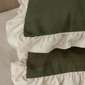 Cuscino con volant <span class=keywords><strong>in</strong></span> pizzo di lusso 20*26 "tinta unita Vintage per la casa Hotel divani cuscino Shams Champray bordo arruffato Vintage - Product Image 3