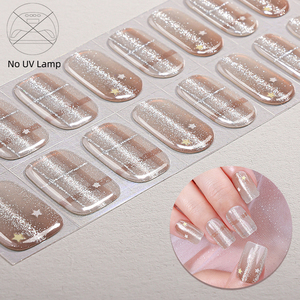 Calidad impermeable no necesita lámpara UV brillo seco libre 22 tiras Gel Nail Art Wraps diseño de ojo de gato pegatinas de uñas de Gel - Product Image 4