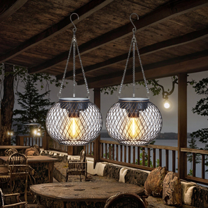 LED <span class=keywords><strong>lampadario</strong></span> esterno con griglie di ferro caldo bianco <span class=keywords><strong>solare</strong></span> giardino decorativo borsa IP65 impermeabile illuminazione elegante - Product Image 3