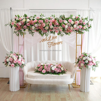 Glamouröse Staubrosa Künstliche Rosen-Orchideen 200x40cm VIP-Tischdekoration Hochzeitsdekoration Bodenblumenreihe