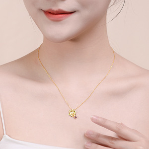 สร้อยคอ RUNQI สำหรับผู้หญิง ของขวัญเครื่องประดับ สร้อยเทนนิส ชุบทอง ประดับเพชรหลากสี รูปใบโคลเวอร์สี่แฉก สร้อยคอคลาสสิกประดับมุกน้ำจืด - Product Image 4