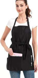 Tabliers imperméables avec logo personnalisé pour femmes avec 3 poches Tabliers lavables en machine pour la cuisine Tablier de <span class=keywords><strong>chef</strong></span> pour hommes Salon de coiffure Serveur - Product Image 3