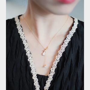 Collar Ajustable con Conejito y Perla de Agua Dulce, Cadena de Clavícula Juguetona para Niña, Colgantes y Dijes de Perlas - Product Image 1