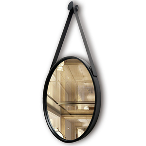 <span class=keywords><strong>Miroir</strong></span> mural rond noir moderne avec sangle de suspension, <span class=keywords><strong>miroir</strong></span> de salle de bain minimaliste nordique pour chambre à coucher, hôtel - Product Image 3