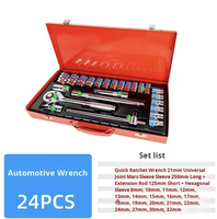 AJ03048 MAXSUN – Coffret de 24 outils à douilles multifonctions en acier à haute teneur en carbone pour réparation automobile, avec porte-embouts hexagonaux, robuste