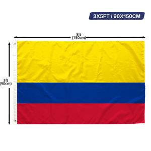 Bandera de Colombia 3x5 pies, Poliéster, Impresión a una Cara, Ojales de Latón, Cosida, Venta al por Mayor, 3x5 90x150cm, Bandera de la República de Colombia - Product Image 1