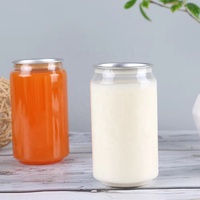 Bouteille Vide Transparente en Plastique PET de 330ml, 355ml, 12oz, 8oz, Type Canette, avec Manches Rétractables pour Gâteaux et Couvercles en Aluminium à Ouverture Facile
