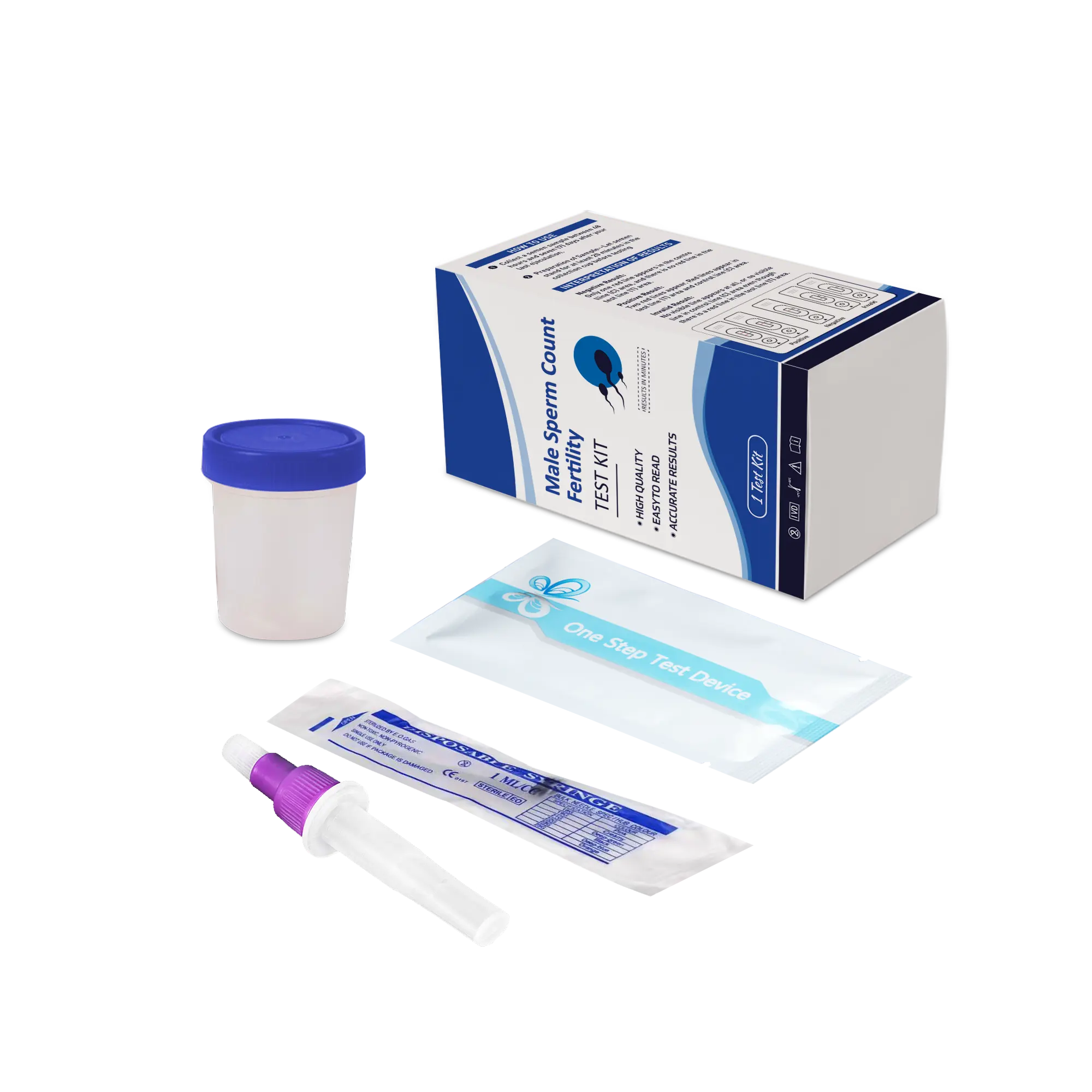 O kit de teste de esperma doméstico para homens indica contagem de espermatozóides normais ou baixos, conveniente, preciso e privado, fácil de ler, resultados