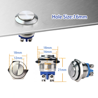 Sakelar Tombol Tekan Bodi Baja Tahan Karat Terminal Sekrup Sementara 16mm 19mm 22mm untuk Penggunaan Sakelar Tombol