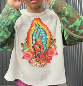 Đường Phố Mặc Tùy Chỉnh Dtg In Ấn Của Nam Giới Thăng Hoa Vòng Cổ Camo Ngụy Trang Truyền Nhiệt Đồ Họa Waffle Dài Tay Áo T Áo Sơ Mi - Product Image 2