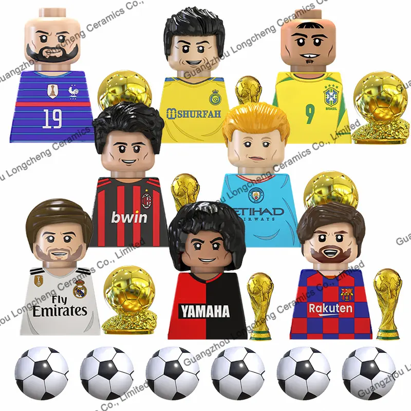 TV6502 Joueur de Football Étoile Leo Messi Benzema Erling Haaland Kaka Ronaldo Mini Blocs de Construction Perplexes Figurines Jouets pour Enfants