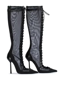 <span class=keywords><strong>Stivali</strong></span> da <span class=keywords><strong>donna</strong></span> in stile occidentale con taglio al ginocchio in tinta unita scarpe eleganti con tacco sottile con cerniera laterale a punta taglia grande <span class=keywords><strong>44</strong></span> - Product Image 4