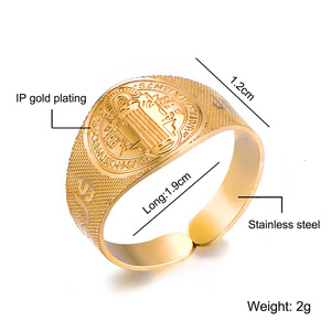 Anillo Religioso Ajustable de Acero Inoxidable 2024 con Diseño de San Benito y Jesús Exorcista - Product Image 5