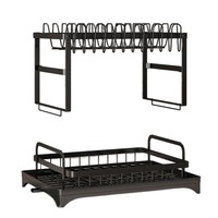 Étagère de rangement multifonctionnelle à 2 niveaux pour couverts, support d'évier de cuisine et égouttoir à vaisselle