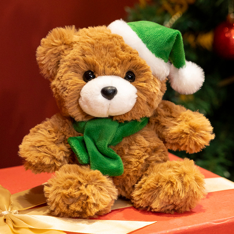 20cm teddy bear with green hat and scarf