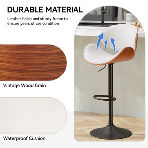 Modern PU <b>Leather</b> Swivel Back <b>Bar</b> <b>Stools</b> with Metal Base Adjustable Height Water Resistant for Home <b>Bar</b> - Product Image 4