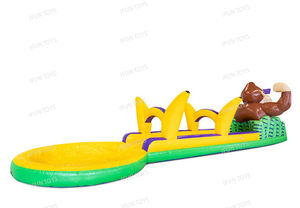 Jeux d'eau d'été, joli thème orang-outan, toboggan gonflable pour le ventre avec <span class=keywords><strong>piscine</strong></span>, toboggan aquatique et glissière pour la fête - Product Image 2