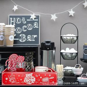 Wooden <b>Christmas</b> Storage Box Rectangular With Handle Solid Wood Organizer For Party Snacks And Desserts No Lid - Product Image 3