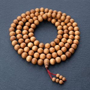Sandalwood Round Beads Prayer Mala Necklace For Religious Use - Product Image 1