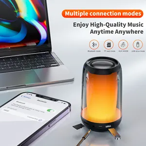 Free Ship From USA QERE HF22 Mini Portable Speaker Outdoor Subwoofer Led Flashing Colorful Metal Bass Portable Wireless Speaker
