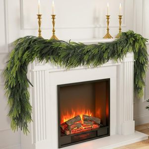 Guirlande de Noël en fleurs artificielles Shengjing, 10 branches de pin, verdure pour la cheminée et la décoration du manteau de cheminée - Product Image 1