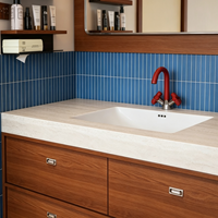 Ensembles de meubles-lavabos de salle de bain modernes en bois de noyer avec vasque intégrée et miroir encadré, fabrication OEM ODM sur mesure