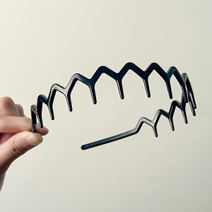 <span class=keywords><strong>Serre</strong></span>-têtes en zigzag pour femmes, adolescentes et hommes, bandeaux en plastique à dents fines en zigzag, <span class=keywords><strong>serre</strong></span>-têtes antidérapants noirs avec <span class=keywords><strong>peigne</strong></span> - Product Image 3
