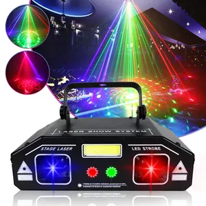 WUZSTAR lazer Strobe ışıkları 3 In 1 DJ parti projektör ses kontrol gösterisi KTV Bar sahne lazer etkisi aydınlatma Disco parti ışıkları