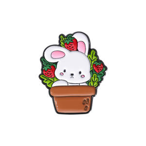 Figurines en métal personnalisées d'animaux de dessin animé, émail souple, pour lapin, chien, chauve-souris brumeuse cachée dans des plantes en pot - Product Image 2