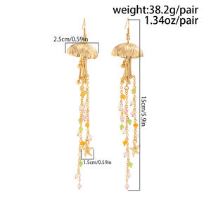 Kleurrijke Kristallen Kralen Lange Kwastjes Bengelen Oorbel Zeesterren Kwallen Mode Oorbellen - Product Image 4