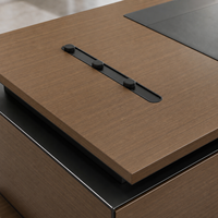 Bureau de direction moderne convertible et extensible OEM d'usine avec armoire latérale, finition bois grainé, bureau commercial de luxe