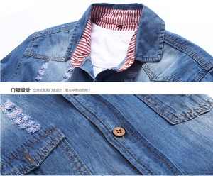 New Fashion Men Summer Jean camicetta di <span class=keywords><strong>jeans</strong></span> a maniche corte bottone strappato stile coreano giacca da <span class=keywords><strong>uomo</strong></span> Slim da <span class=keywords><strong>uomo</strong></span> stile caldo camicie - Product Image 6