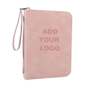 Personalizado tecido impermeável capa de livro floral macio gravado em branco rosa PU couro Bíblia capa para mulheres proteção personalizada