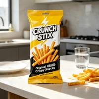 Sachet personnalisé imprimé 30g pour snacks, scellé au dos, en plastique, qualité alimentaire, anti-humidité, pour friandises croustillantes et frites