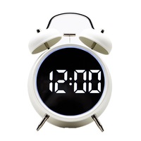 Jam Alarm LED Pintar Symbian Logo Kustom, Layar OLED, Pengisian Daya Nirkabel Cepat, Bel Ganda Super Keras untuk Kamar Tidur, Promo Panas