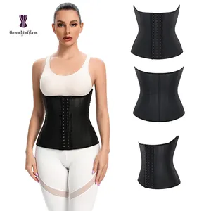 New Shiny Glitter 100% latex fajas underbust corset 25 rods steel bones curve waist trainer private label wholesale