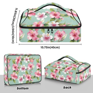 Sac isotherme à motif floral Hibiscus rose hawaïen personnalisé pour casseroles, transport de pizzas et livraison de repas - Product Image 3