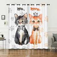 Rideaux pour enfants de style moderne, occultants, isolants, à fort pouvoir d'ombrage, en tissu 100% polyester, impression numérique 3D, motif de chat mignon de dessin animé
