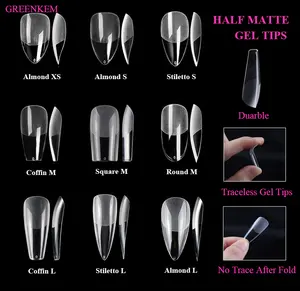 Gel X Nail Tip Kit Square New Design Short Almond Soft Gel Tips With Nail Lamp Set Artificial Clear Full Cover Nail Tips Kit