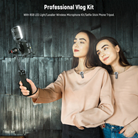 NEEWER RGB LED Lumière Microphone Stand Trépied Selfie Stick Sans Fil Lavalier Mic Téléphone Tournage Configuration Créateur Vidéo Vlogging Kit