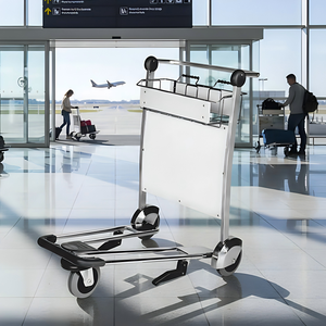 Carrito de equipaje para pasajeros con asiento, de acero inoxidable, resistente, para aeropuerto - Product Image 1