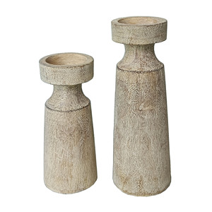 Decorazioni domestiche da 12 pollici portacandele in resina con pilastro in legno <span class=keywords><strong>bianco</strong></span> antico con finitura bianca candelabri conici in poliresina - Product Image 6