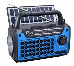 2024 novas vendas Recarregável Am Fm 3 Bandas Receptor de rádio de longo alcance Usb Mp3 Player Lanterna alimentada por energia solar rádios Bt alto-falante