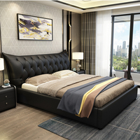 Lit king size de qualité supérieure au design moderne, cadre de lit luxueux queen size avec rangement, lit en cuir souple